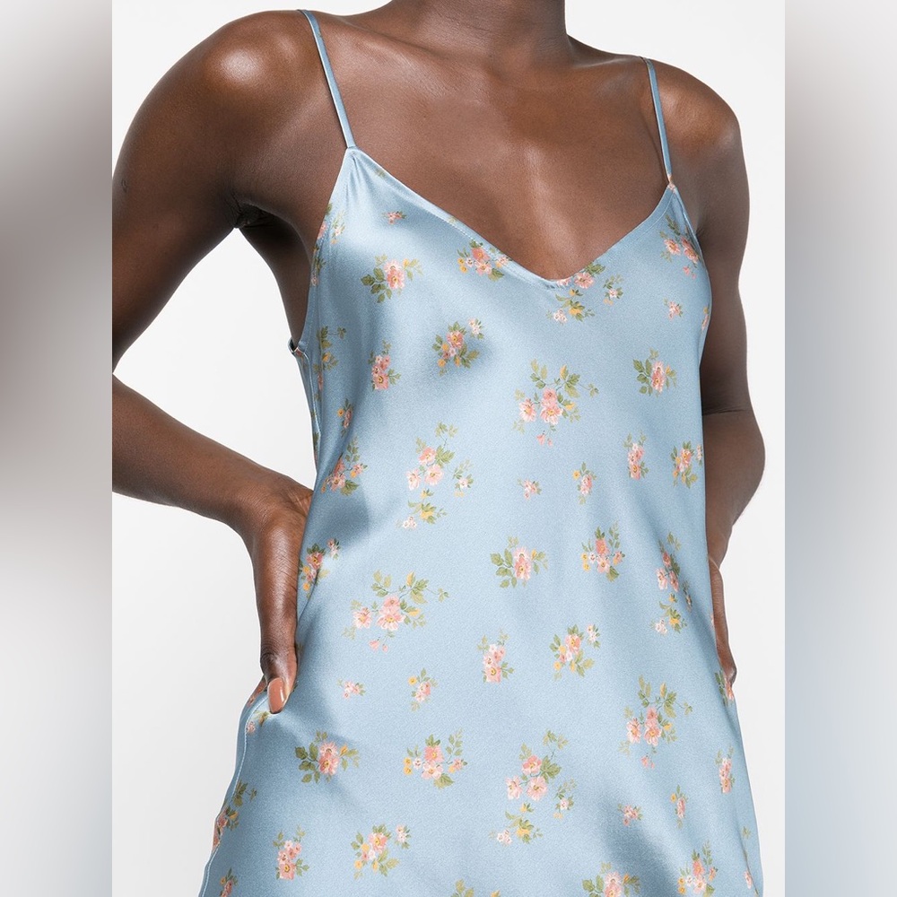 Reformation Cher Floral Silk Dress w/ Slit